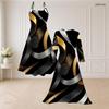 Women Plus Size Two Piece Set Spaghetti Strap V Neck Flared Dress Long Sleeve Open Front Printed Cardigan Black Blue