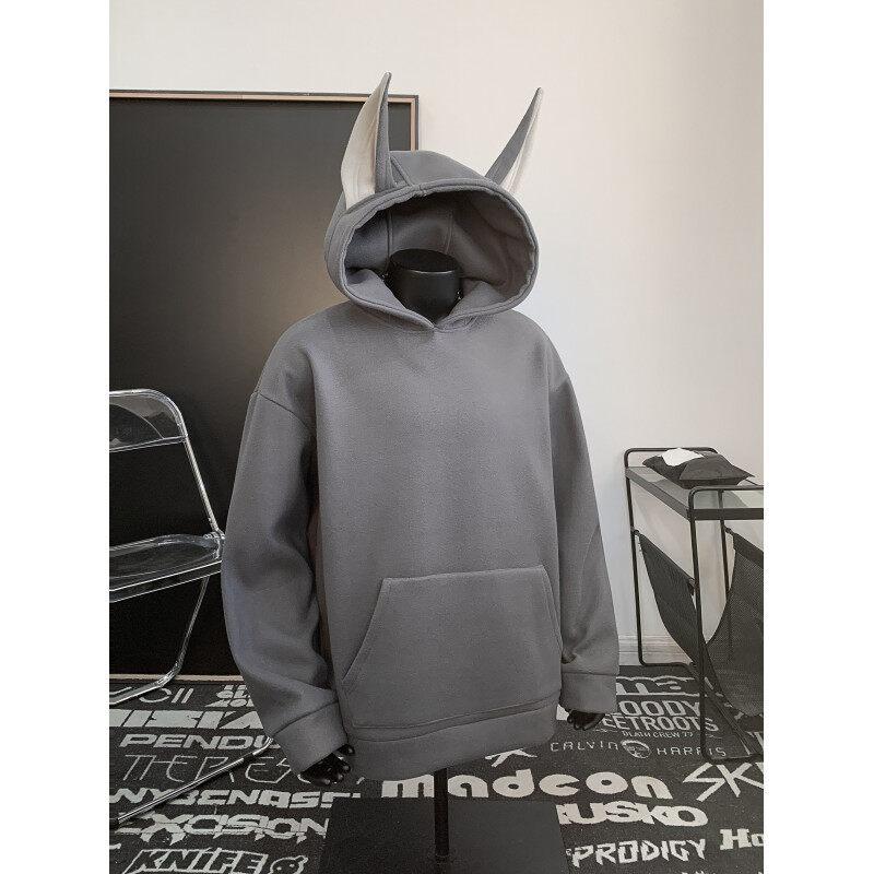 

Мужская толстовка с капюшоном черного цвета из твидовой ткани, зимняя теплая свободная куртка-толстовка с капюшоном для мужчин 5XL