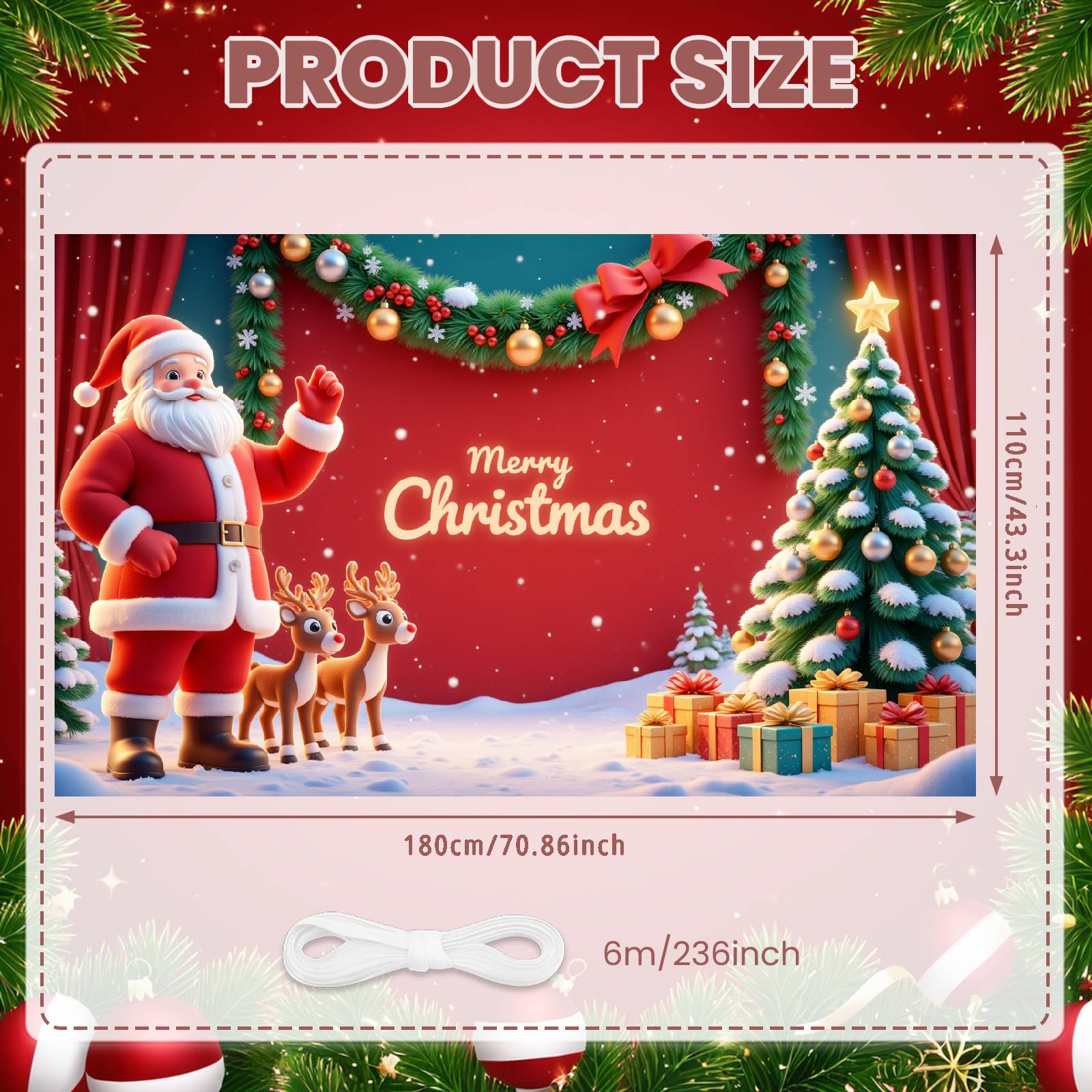 

Xmas Party Banner Santa Claus Design Xmas Banner Festive Banner Reindeer Image For New Year Decor Christmas Party Family Party