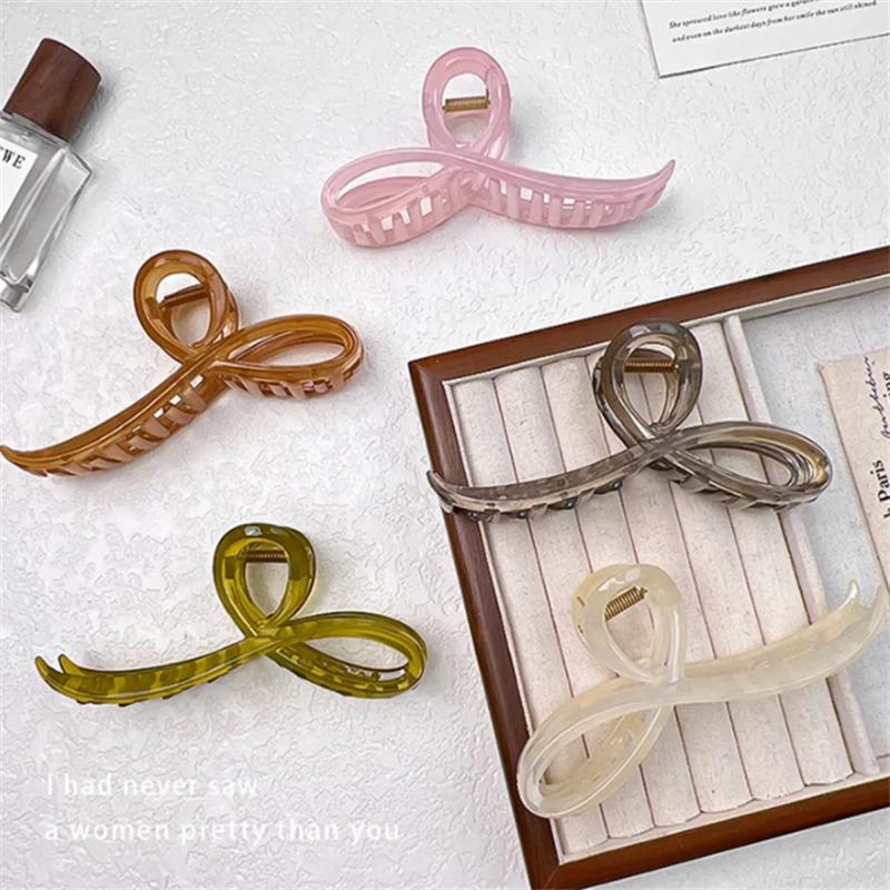Elegant Jelly Color Bow Hair Claw For Women Girls