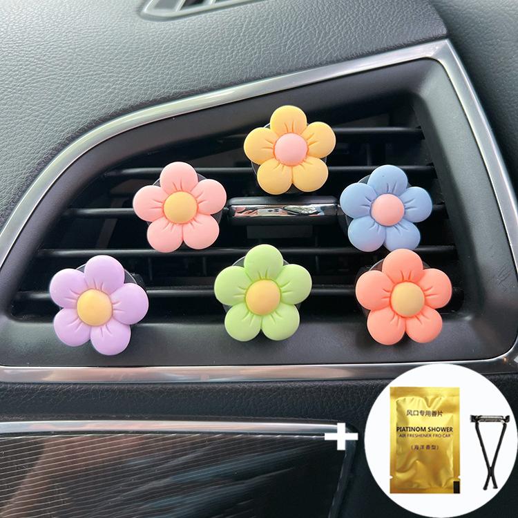 Cute Flower Aromatherapy Car Air Outlet Decoration Perfume Clip Air Freshener Colorful Flora Car Interior Decor Auto Accessories