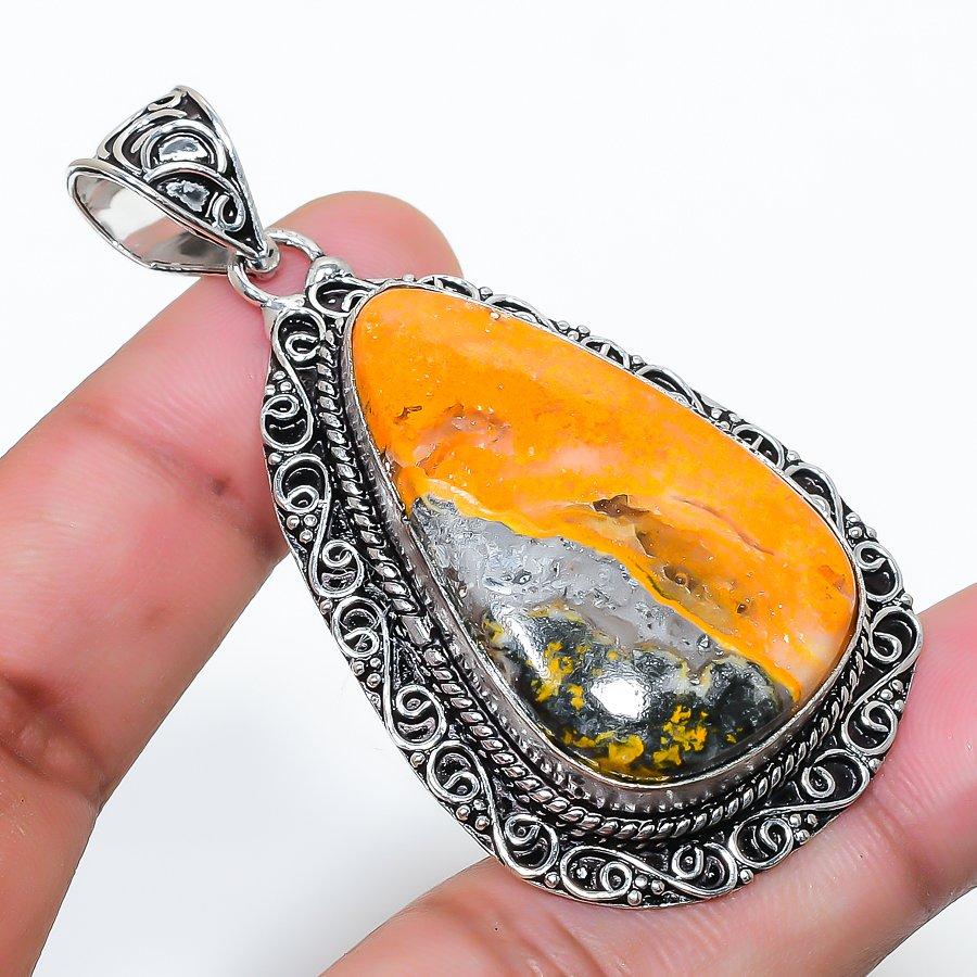 Natural Bumble Bee Jasper 925 Sterling Silver Jewelry Pendant 2.36 AP-14410