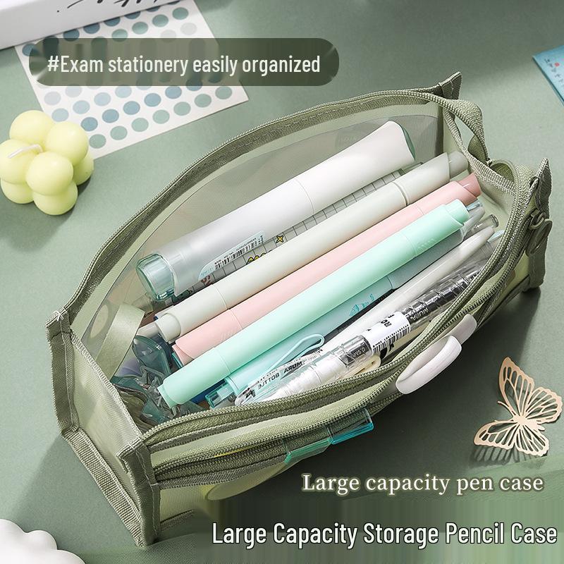 High-Capacity Transparent Mesh Pencil Case - Durable, Elegant & Ideal for Students