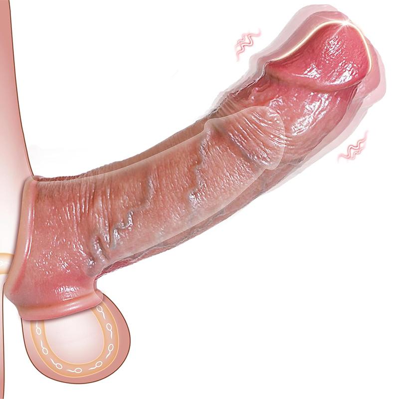 Realistic Dildo Sleeve Penis mare Extensor anal Gland autentic Textura senzație de piele Penis fals Penis Jucării sexuale pentru adulți pentru bărbați Gay