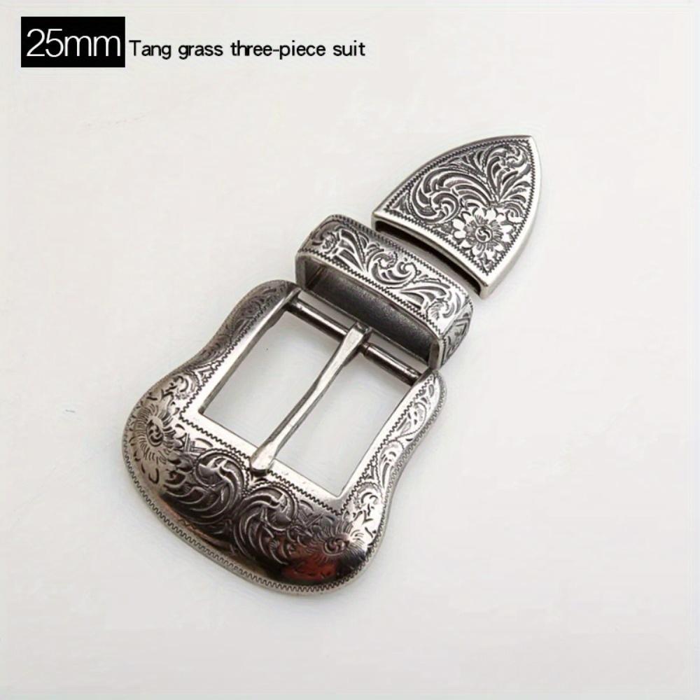 3Pcs/set Metal Belt Buckle for Men Vintage Embossed Pin Buckles DIY Leather Craft Buckle