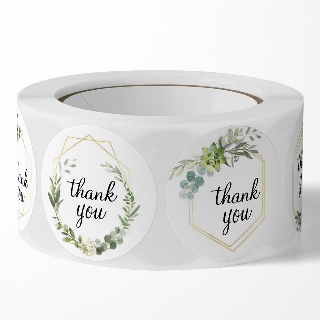 500 Pieces/Roll Round Floral "Thank You" Stickers - Self-Adhesive Gratitude Labels for Birthday Parties & Wedding Decorations
