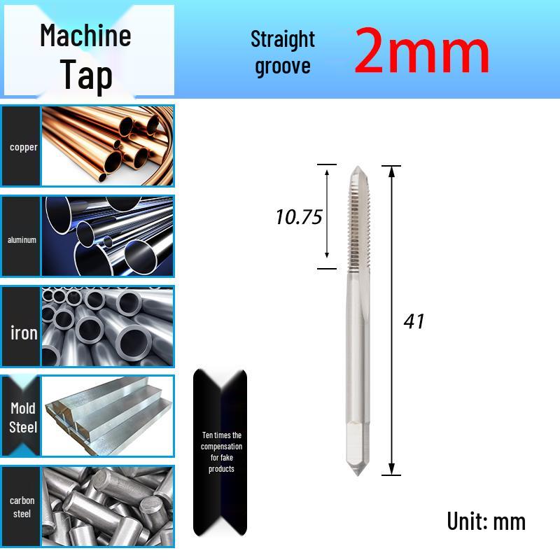 Машинный метчик Shangong HSS с прямым желобком, мелкая резьба, размеры M3-M20