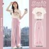 Completo Estivo 2026 Moonkids per Bambina, Manica Corta, Pantaloni a Gamba Larga