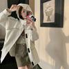 Women's Design Korean Style Loose Large Size Jacket Windbreaker Jacket For Women Hooded Velcro Coat