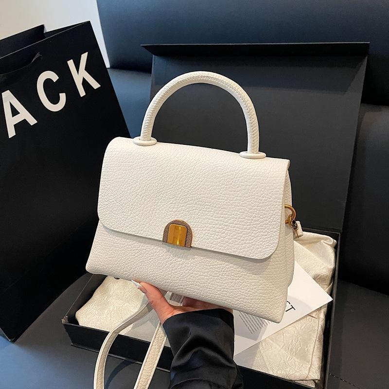 Light luxury simple and versatile commuter document handbag high-end lychee pattern women's bag new casual shoulder messenger bag