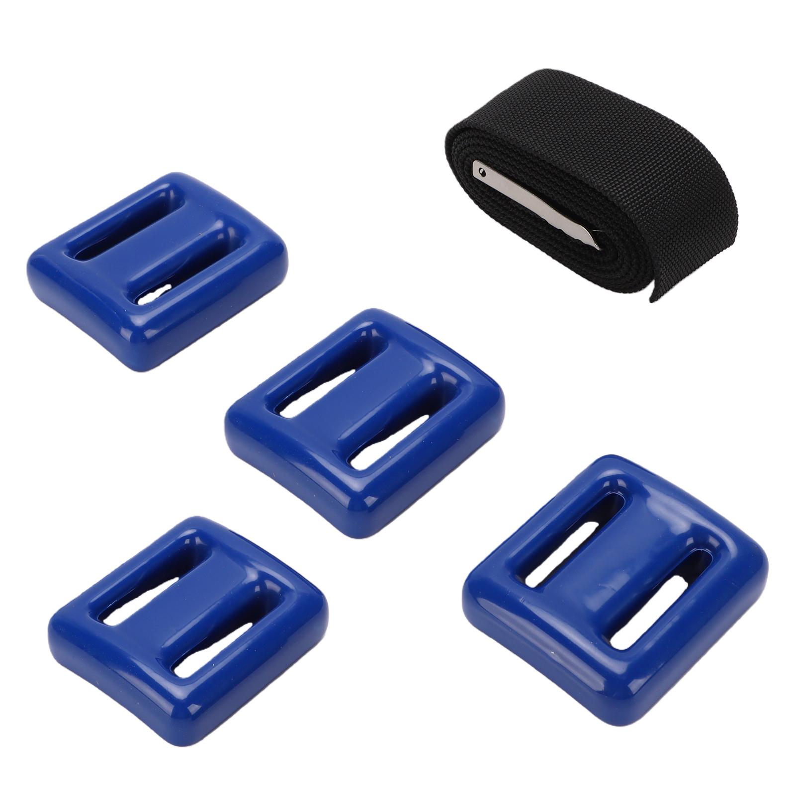 4 Duikgewichten 1kg Gecoate Metalen Gewichtsgordel 1.5m Duiken Vrijduiken Duikuitrusting Set 4 stuks 1kg black