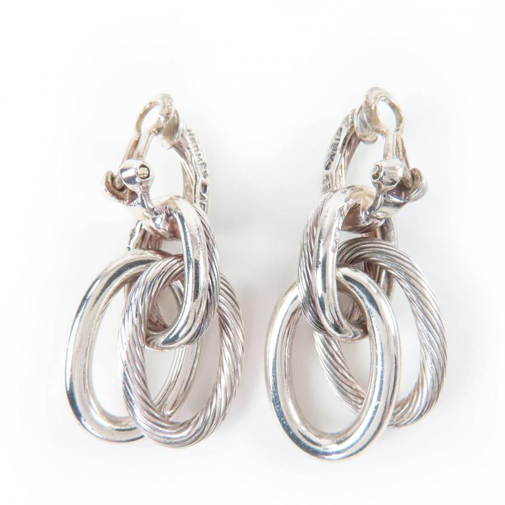 Great HERMES Earring Destrier Earrings Silver 925 Women Used
