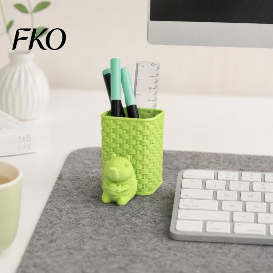 Desk Pen Organizer Capybara Holder, 3D Printed with Basket Pencil Cup Cup, Cute Animal for Makeup Brush Stationery Desktop