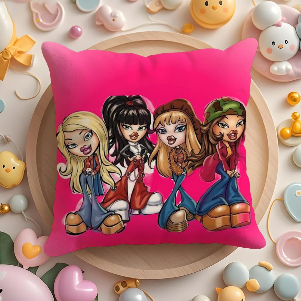 PIKPAKA Fashion BBratz MMask Gir Cushion Cover Plush Fabric Soft DoubleSided Printed Sofa Warm Winter Home Gift Pillow Cover