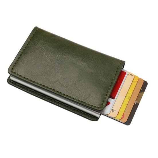 Faux Leather Wallet Men Women RFID Blocking Tri-fold Wallet Minimalist Slim Front Pocket Anti-Theft Credit Card Holder