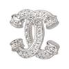 Chanel [Wiosna i Lato 23] Metalowe Kolczyki z Podwójnym Logo C Inkrustowane Diamentami Srebrne Damskie