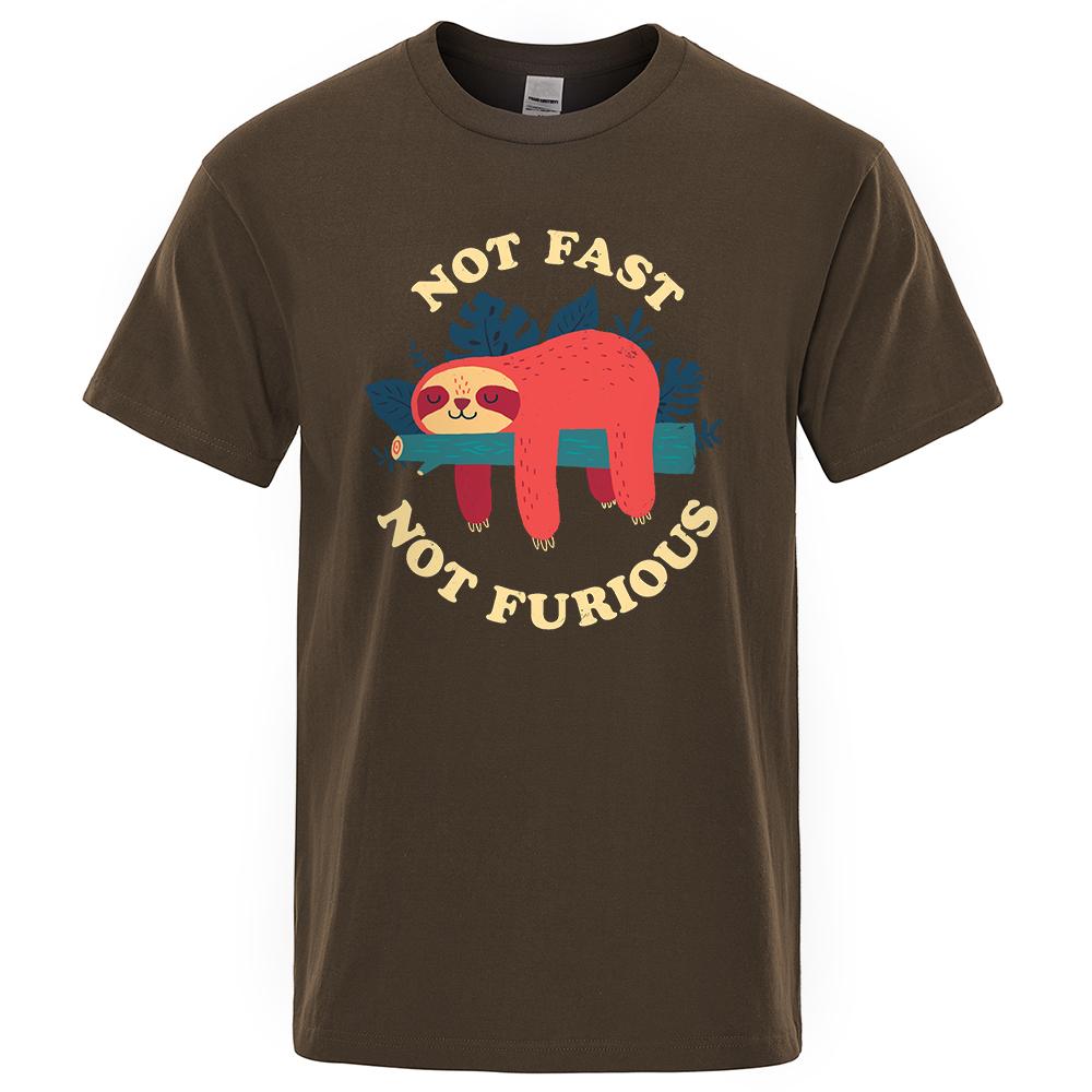 Not Fast Not Furious Cartoons Printing Men Tee Shirts Breathable Brand Tops Street Fashion T-shirt Mens Casual Summer T Shirts