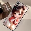 Case for Samsung Galaxy A20 A13 A06 A40 A16 A05 A10 A12 A30 A15 A17 A70 A50 A04 Black Soft Phone Cover Cartoon Girl Pattern