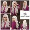 Professional  White Blonde Long Wavy Synthetic Wigs with Bangs for Black Women Halloween Cosplay Party Daily Wig Natural Hair Heat Resistant