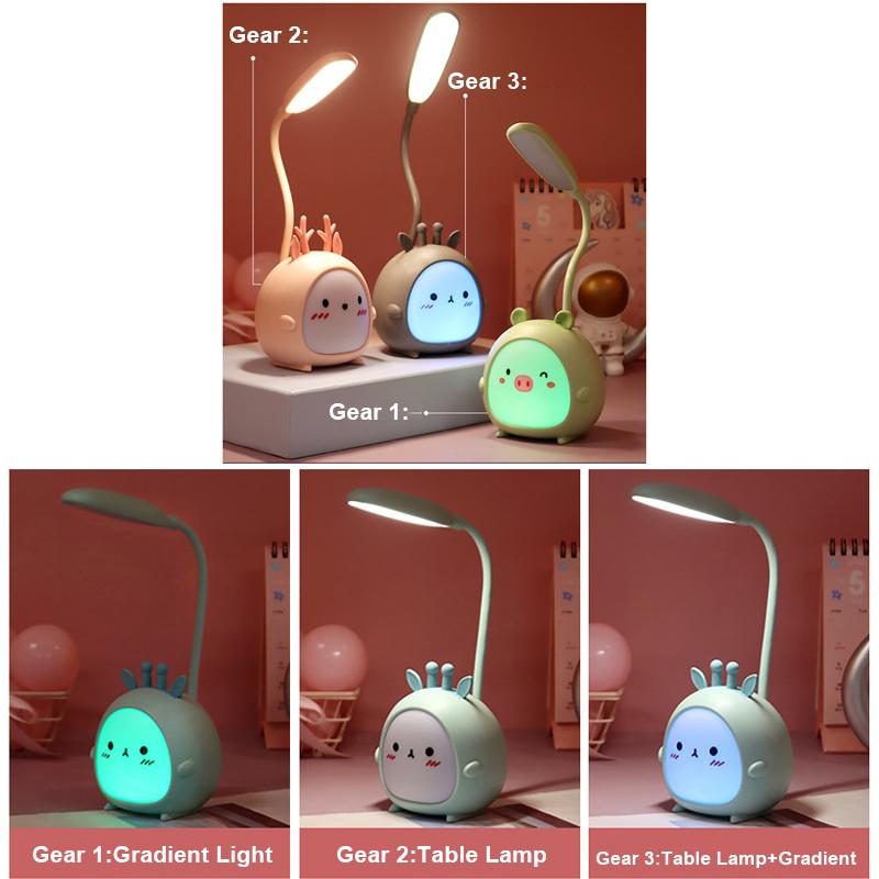 USB LED Desk Lamp Rabbit Light Cute Cartoon Lamp USB Rechargeable LED Reading Light Eye Protection Colorful Night Light New