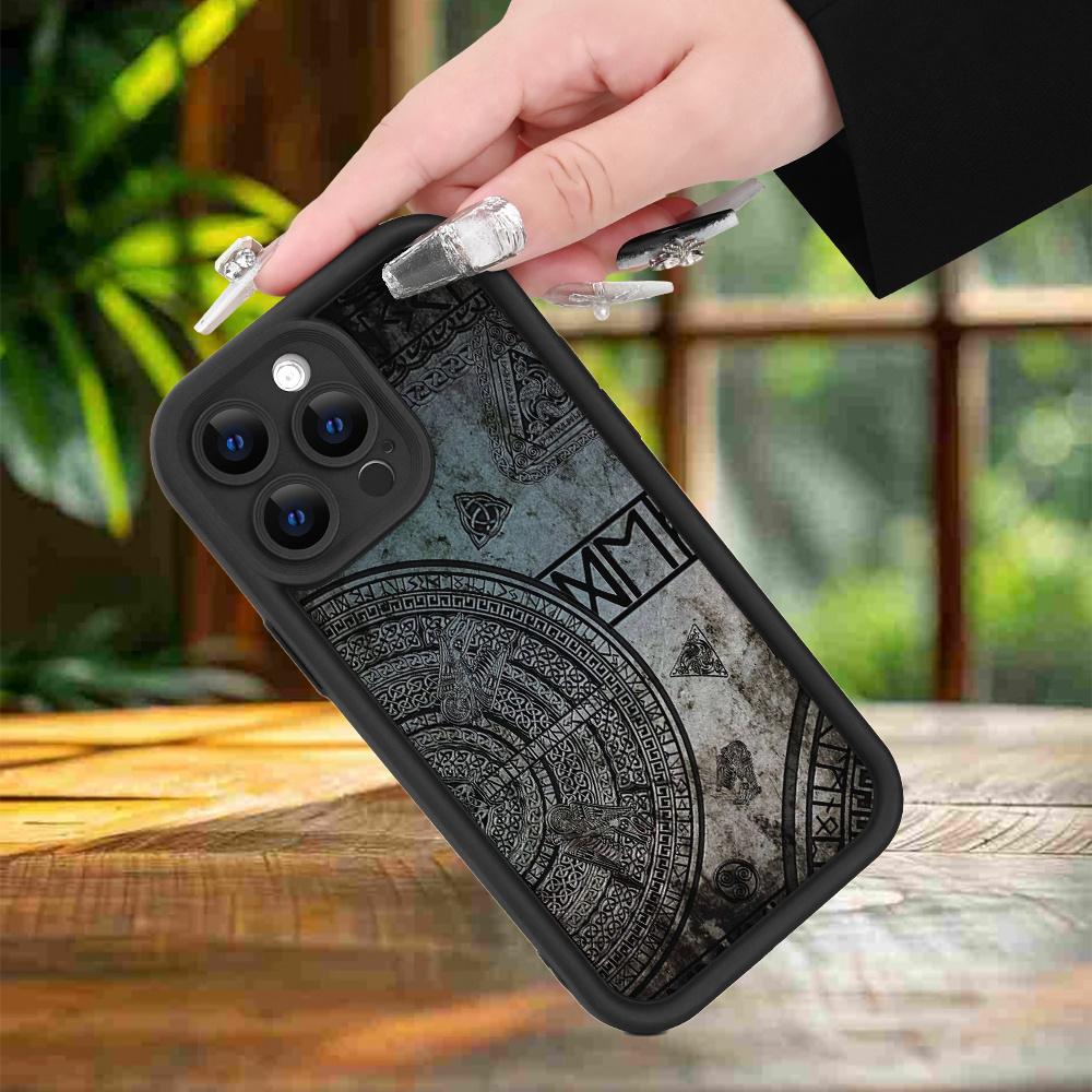 Viking Rune Pattern Mobile Phone Case Suitable for Iphone16 15 14 13 12 11 Pro/Max/Plus Anti-fall and Shock