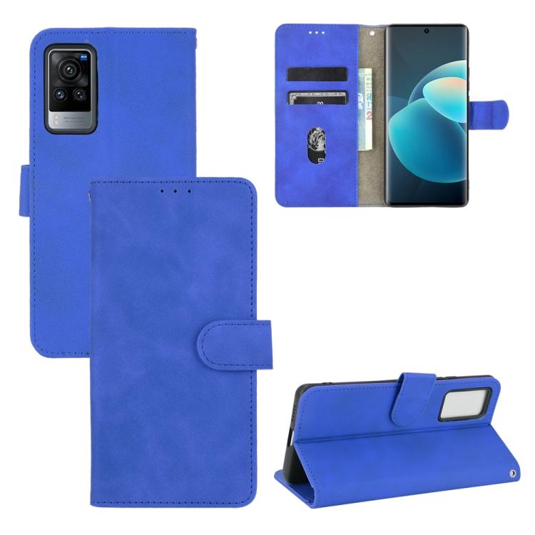 

For vivo X60 Pro / X60 5G Solid Color Skin Feel Magnetic Buckle Horizontal Flip Calf Texture PU Leather Case with Holder & Card Slots & Wallet(Green) For vivo X60 Pro / X60 5G синий