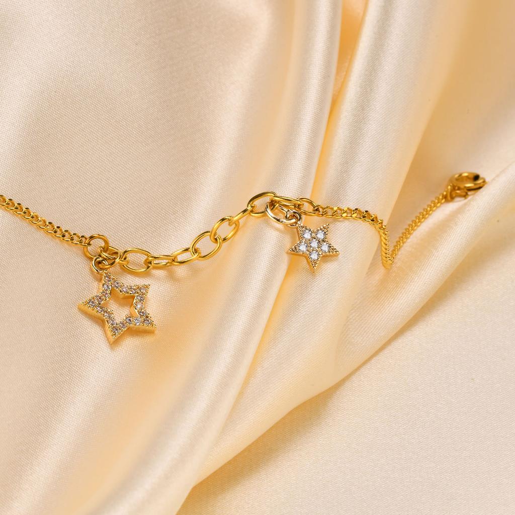 Stainless Steel Chain Pendant Zircon Five-pointed Star Bracelet For Women Y2K Sweet Girls Elegant Charm Bracelets Jewelry Gift