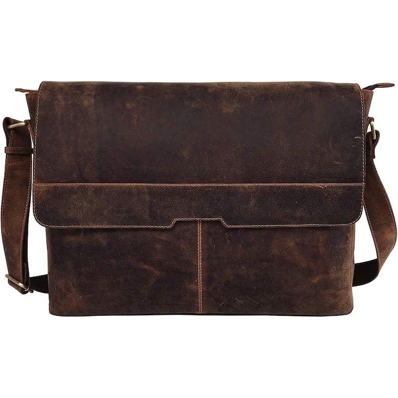 Винтажные компьютерные кожаные сумки-мессенджеры для ноутбуков для мужчин Кожаный — фото 2