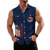 Men's Workwear Lapel Button-Down Vest Shirt - Lightweight Sleeveless Top