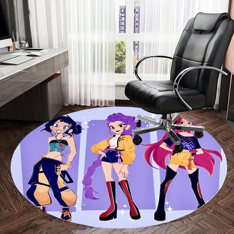 1pc Colorful Fashion Characters Round carpet, Made of Polyester,Perfect for Decorating Office Chairs, Living Rooms,Vibrant Decorative Rug