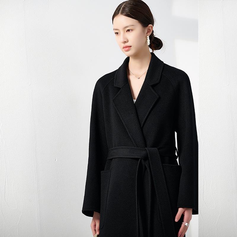 100% Pure Cashmere Double-Sided Women's Petite Woolen Overcoat