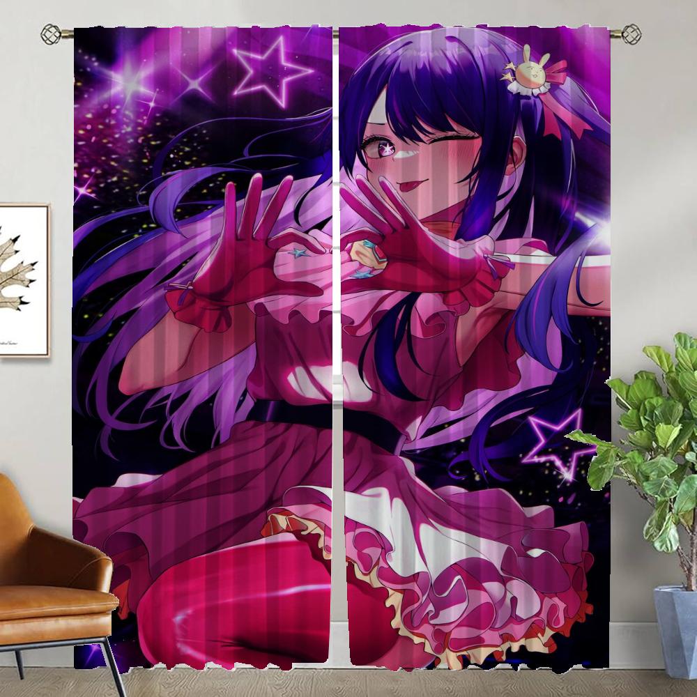 Oshi No Ko Curtains Child Room Window Curtain for Room 2 Panel Home Interior Curtains Halloween Decoration Tulle for Bedroom