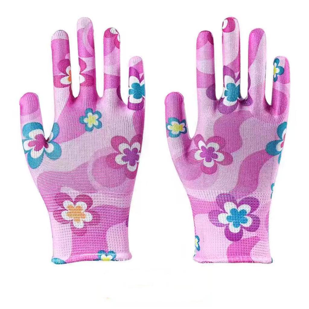 Nylon Labor Gloves Non-Slip Work Gloves Palm-Coated Gardening Gloves Planting Yard Cleaning Palm