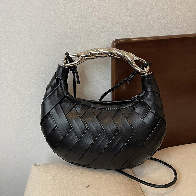 Ручная плетеная сумка-гнездо с золотой ручкой Изысканный бренд Роскошный нишевый дизайнер Новая кремово-белая полукруглая сумка через плечо