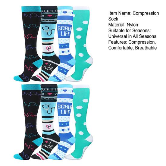 4 Pairs Compression Socks for Men Women Knee High Compression Support Circulation Socks for Medical Running Nursing Athletic