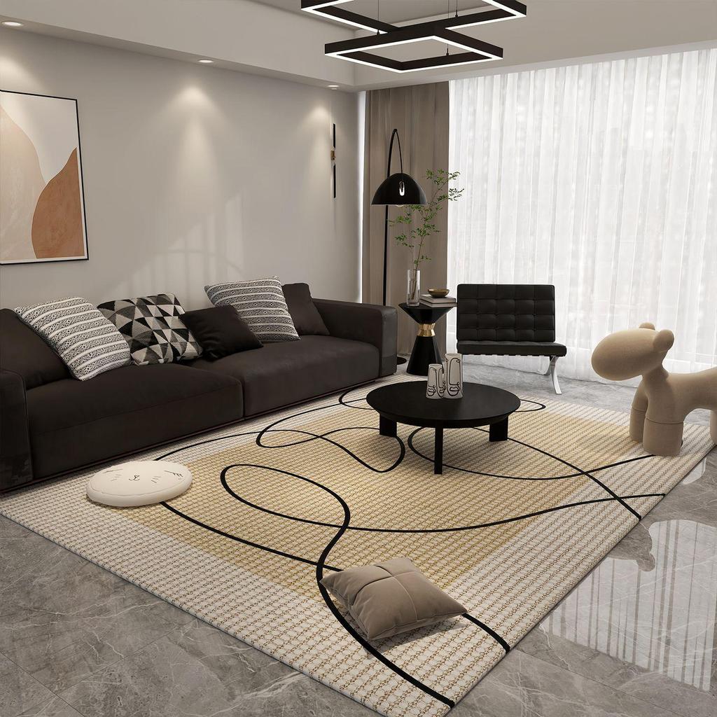 Vintage Light Luxury Non-slip Wear-resistant Living Room Rug, Stain-resistant and Easy to Clean Crystal Velvet Carpet for Full Coverage.