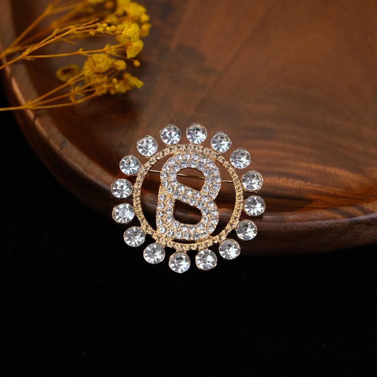 

Elegant Diamond B-shaped Alloy Brooch Pin - Versatile Corsage Accessory