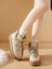 Fashion Lace-up Chunky Round Toe Women's Snow Boots Plush Warm Ladies Shoes Winter Fashion 2025 New In High Quality Goth Padded Booties