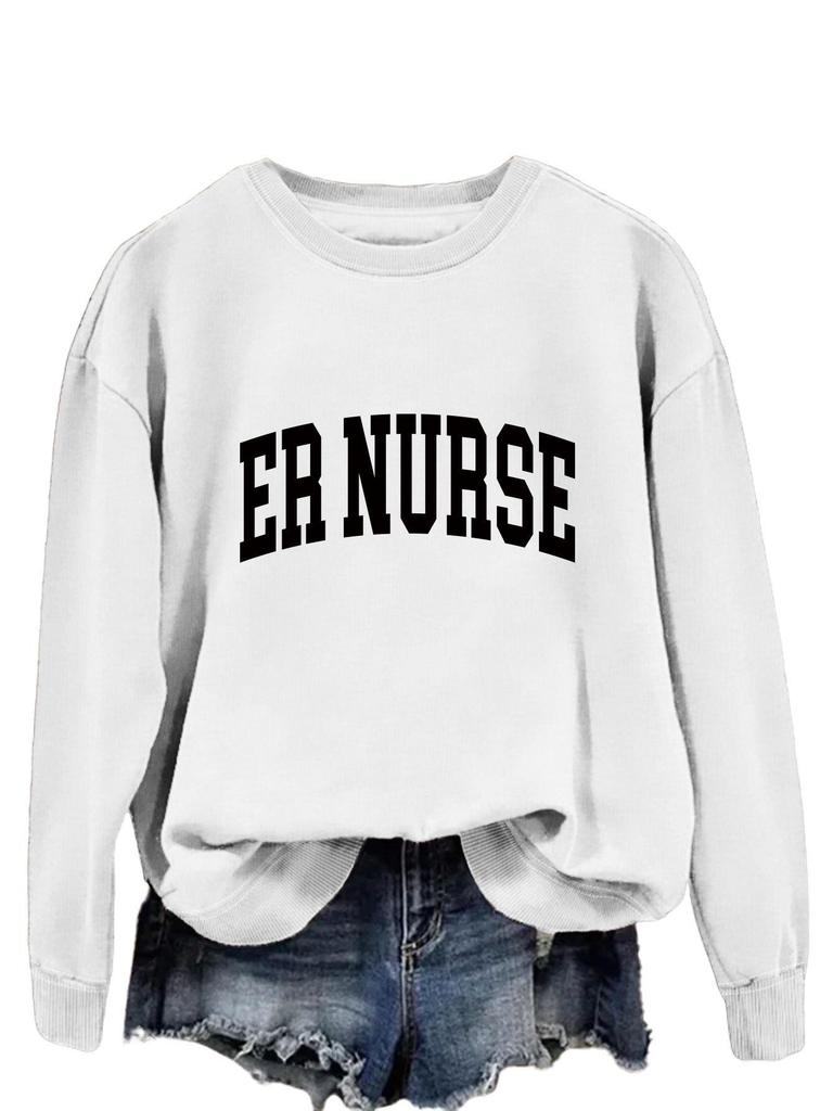 Spring-Fall ER Nurse Hoodie - Casual Round Neck Top