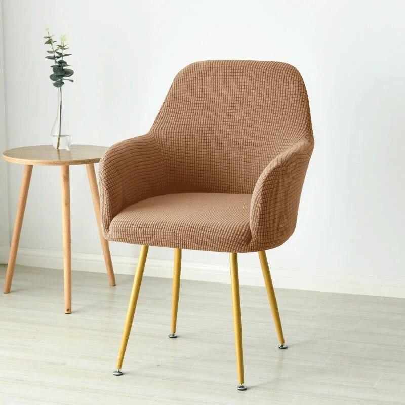 1Pc Solid Color Polar Fleece Dining Chair Covers Elastic High Arm Armchair Cover Removable Stretch Office Seat Slipcover Home