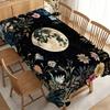 Party Tablecloth/Table Cover: Midnight Garden Moon Tablecloth with Pastel Flowers and Golden Moon, Durable, No Electricity Needed, Perfect for Dreamy 