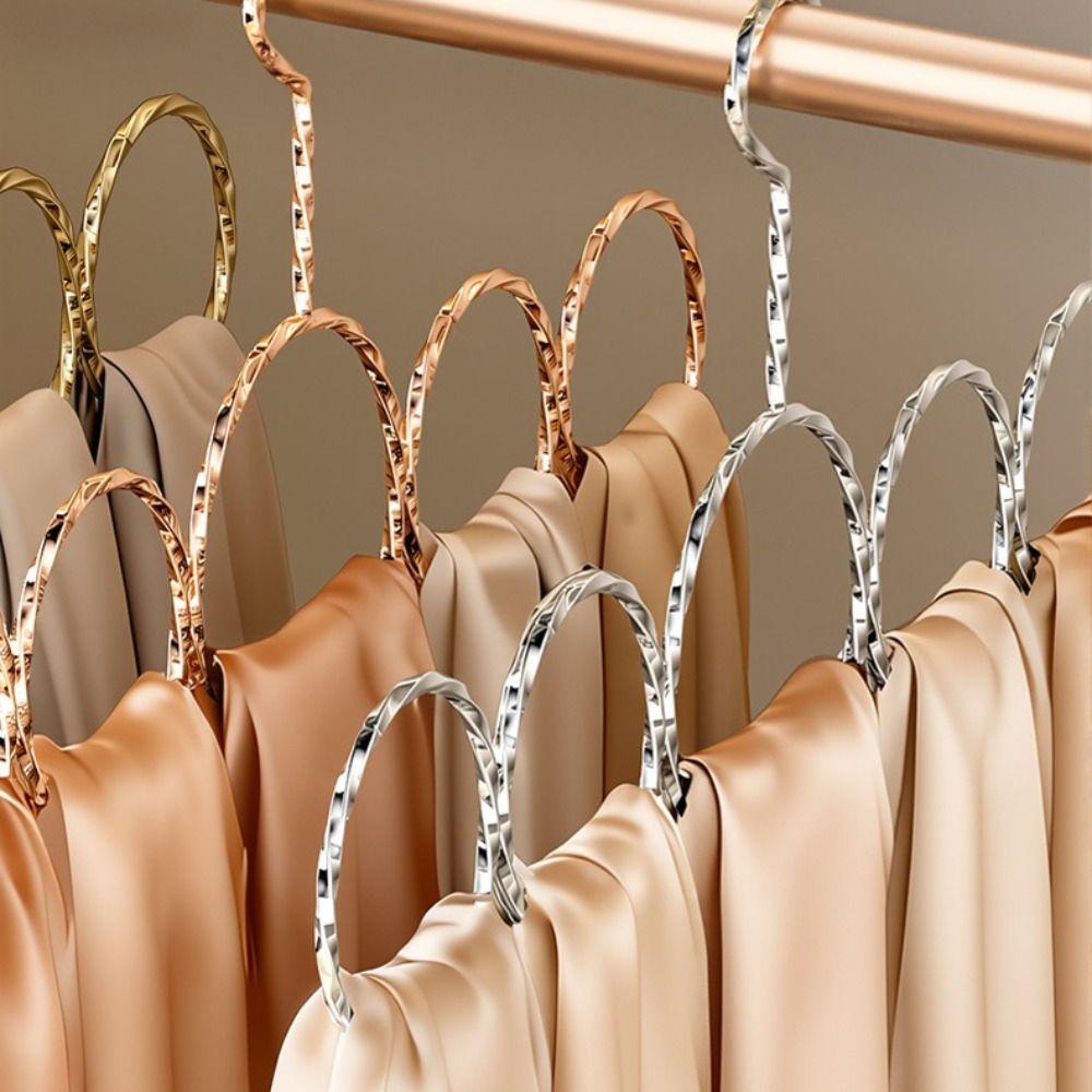Förvaring Hög Manganstål Halsduksgalge Hakar Fri 5-ögla Design Garderobsförvaring Hållare Över Stång Stångorganisatör Förvaringslösning