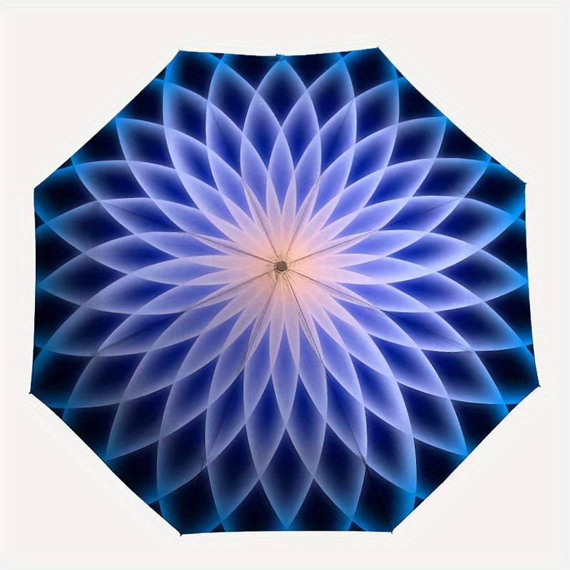 

1pc Blue Lotus MandalaAutomatic Folding Umbrella, Portable & Foldable Design with 8 Ribs, Casual Outdoor Accessory yy250804150