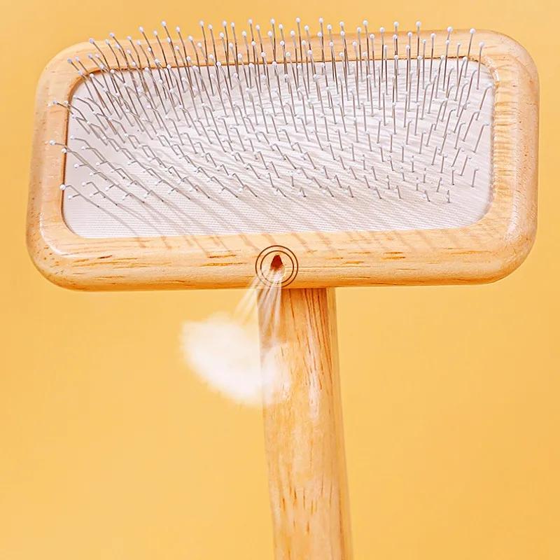 Dog Brush Wooden Dogs Comb Pet Hair Remover Dog Grooming Protect Brushes for Dogs Floating Hair Cleaning Comb Massage Cat Brush
