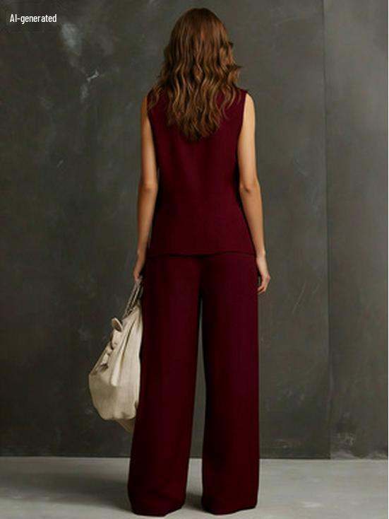 2026 European-American Linen Summer Set: Sleeveless Vest + Wide-Leg Pants - Gentle, Effortless Style