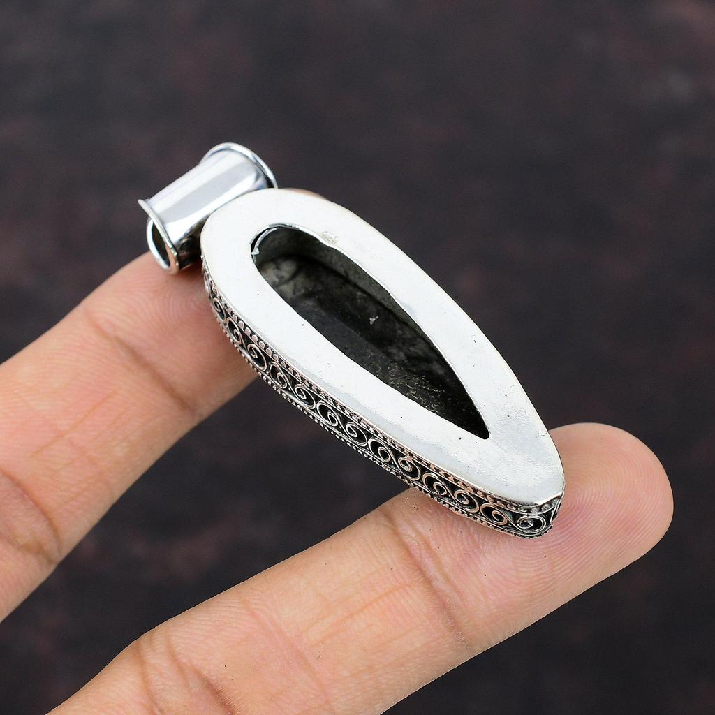 Orthoceras Fossil Pendant 925 Sterling Silver Pendant Vintage Pendant Handmade Jewelry Genuine Gemstone Pendant Gift For Him Healing Stone