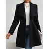 Autumn Winter Women's Notched Lapel Wool Coat, Double-Breasted Trench Style Overcoat with Solid Color Design, Elegant Outerwear for Office & Commute