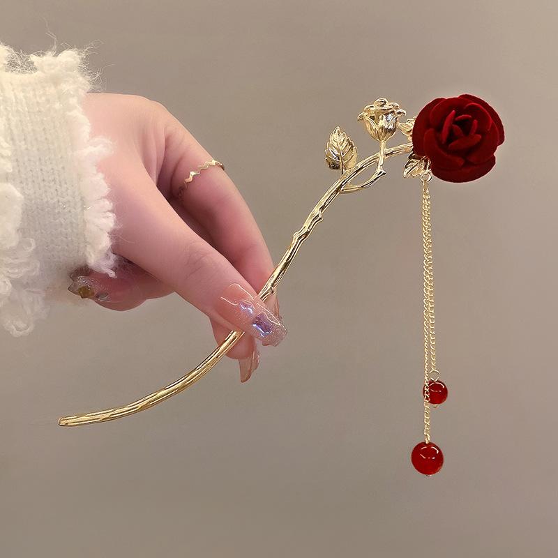 1Pc New Chinese tassel flower hairpin Chinese high-end female antique pan head hairpin hairpin Hanfu cheongsam hair accessories