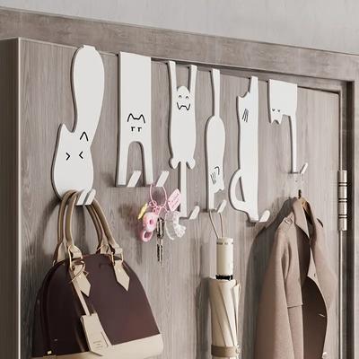 Cat Door Hooks Cabinet Door Multi-Purpose Hook Towel Hanger Hat Holders Clothing Storage Racks Kitchen Bathroo