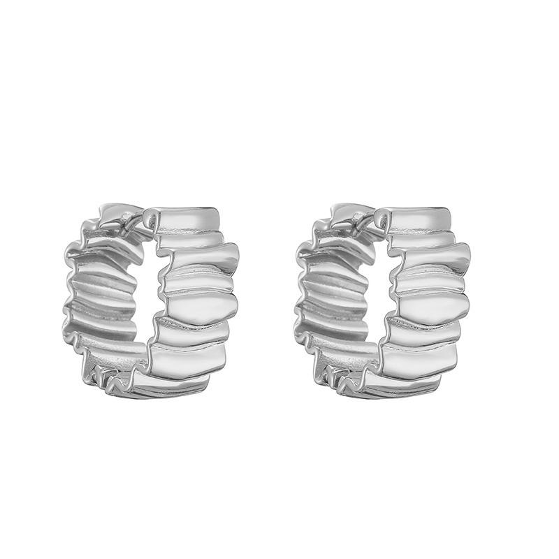 HECHENG,Creative Gold Color Geometric Irregular Hammered Earrings Vintage Twisted Hoop Earrings Set for Women Zircon